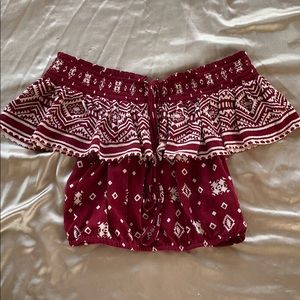 off the shoulder maroon top